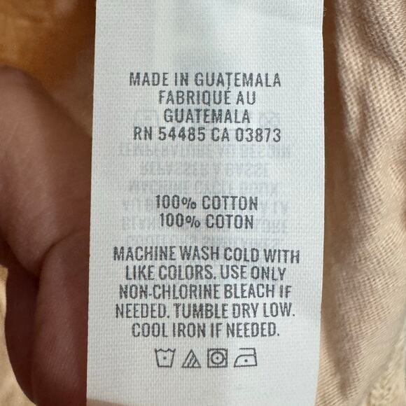 Aerie Beige Henley Pocket Tee XS Ruched Sleeves Slub Cotton Soft Lounge Oversize - Picture 5 of 7